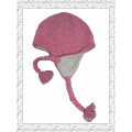Moda cor rosa cor crochet Weave Beanie Hat com bola de corda (1-3447)